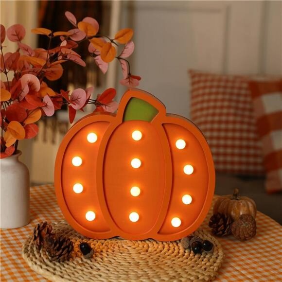 Fall Decor-Fall Decorations for Home-Light Up Wooden Pumpkins- Handmade Pumpkins - Picture 6 of 7
